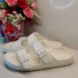 Unisex Birkenstock Classic White Slides(sz M7-L9)